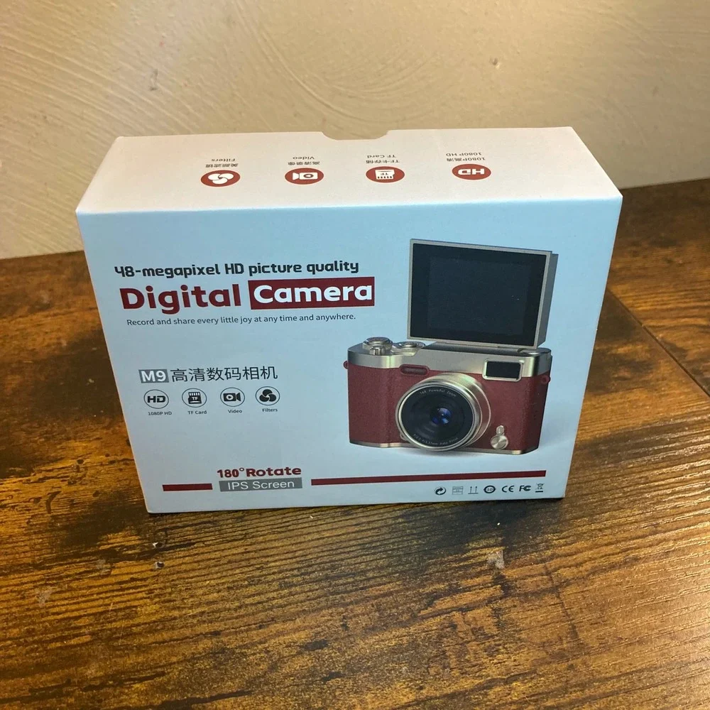 Retro Flip Digital Camera 48MP 1080P HD 180° Rotating IPS Screen 16X Zoom Vlog